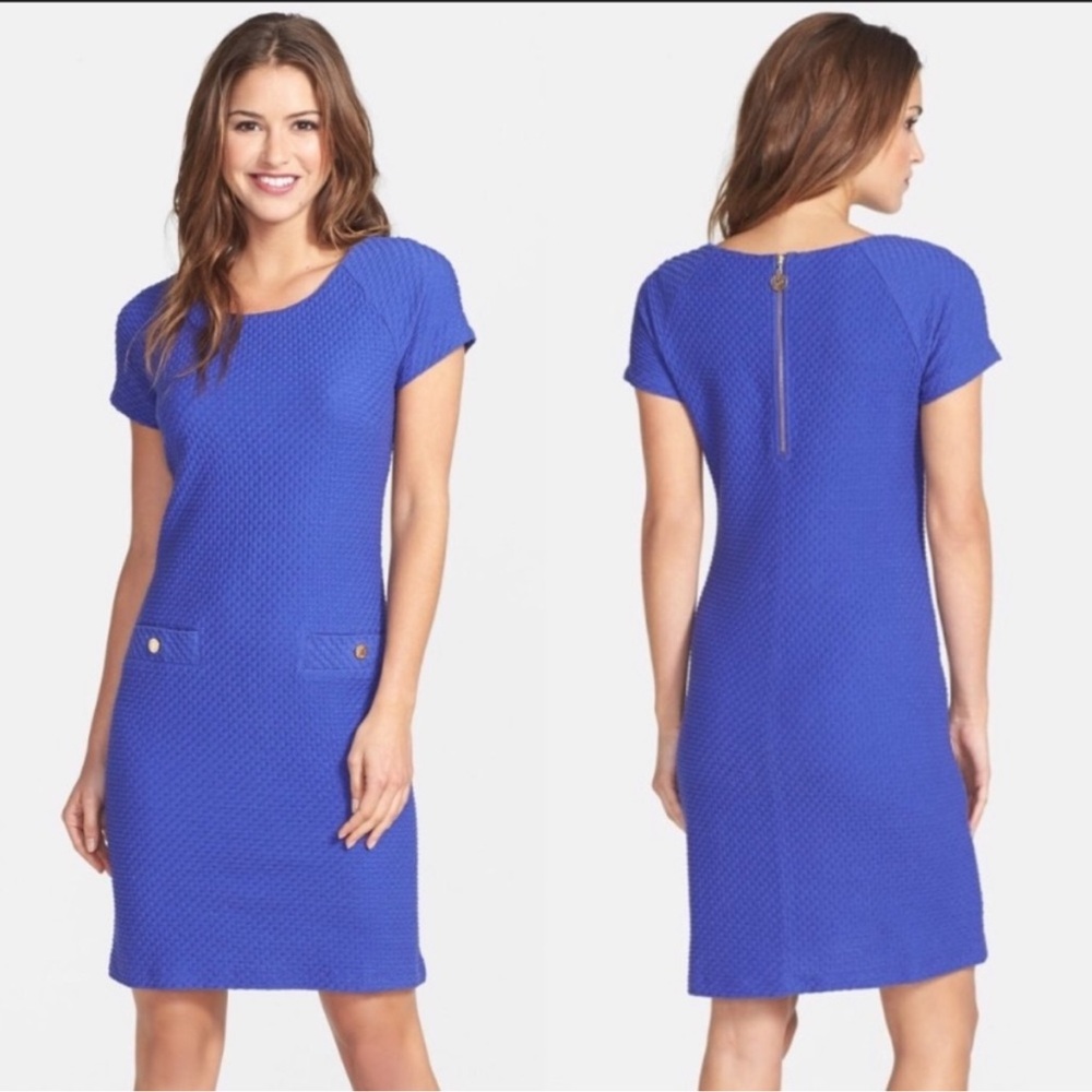 Lilly Pulitzer Coco Textured Indigo Cap Sleeve Sheath Dress size medium